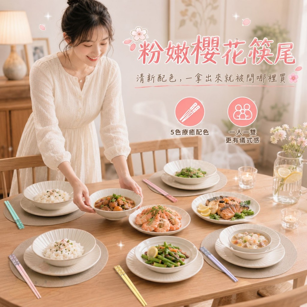 筷樂食刻櫻花合金筷 5雙一包 — 圖 5