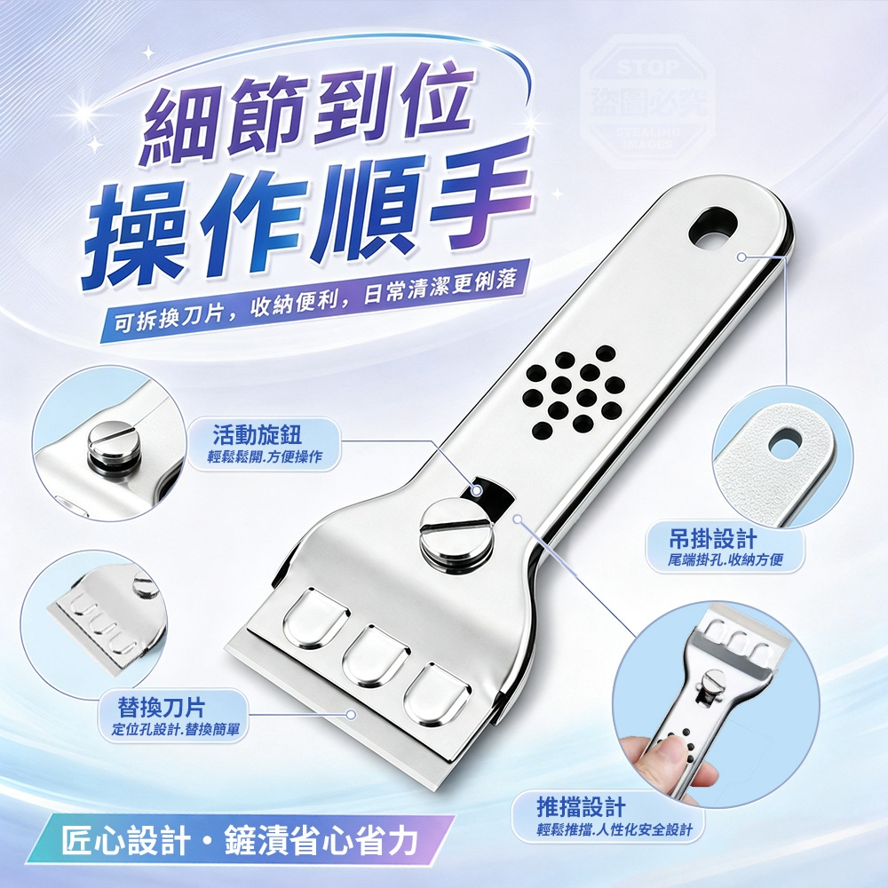 (2組)廚房多功能冰箱除霜鍋具去焦黑清潔鏟刀 附5片刀 — 圖 2