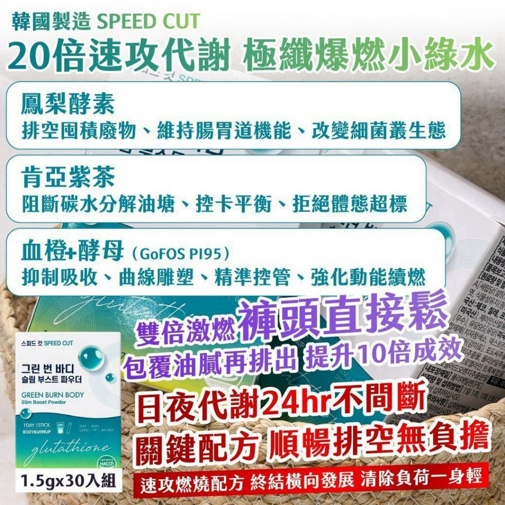 韓國PROMISE 20倍速攻代謝 極纖爆燃翡翠水1.5gx30入 單盒 — 圖 3
