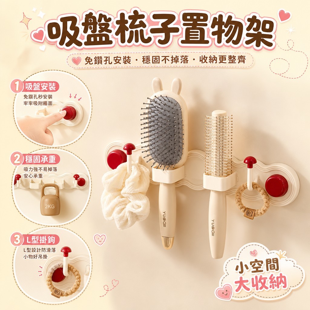 吸盤式梳子置物架 — 圖 3