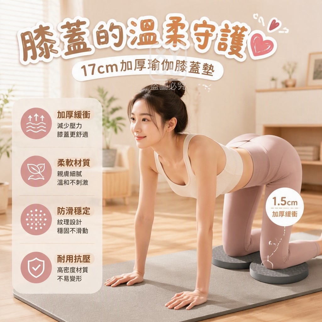 防滑瑜伽膝蓋跪墊 一對 — 圖 2