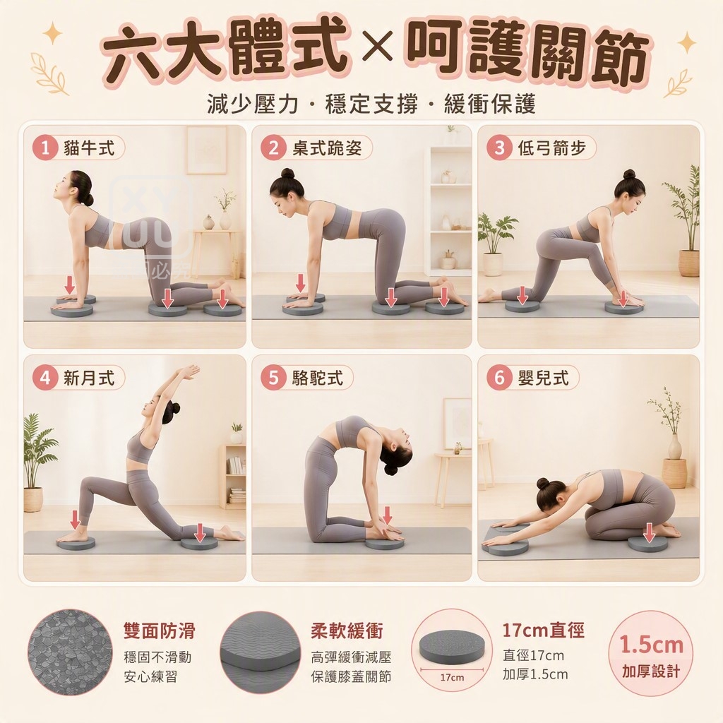 防滑瑜伽膝蓋跪墊 一對 — 圖 4