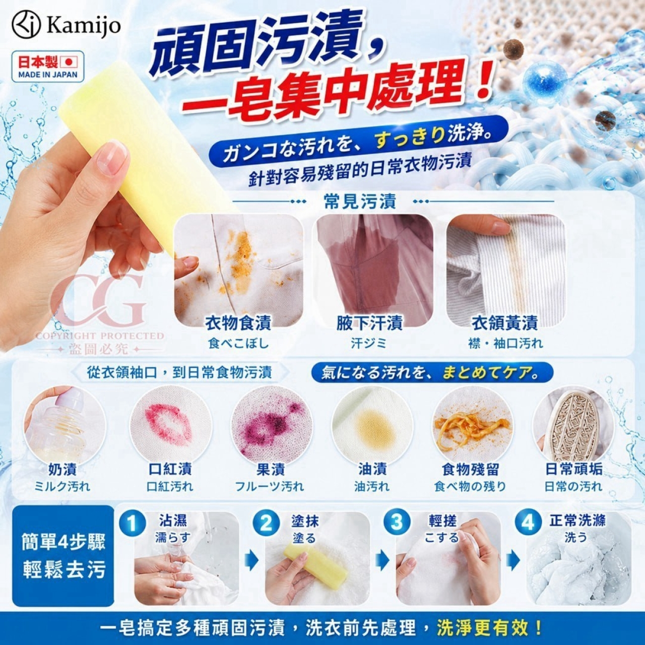 (4個)日本製 Kamijo 家用超強去污洗衣皂 — 圖 2