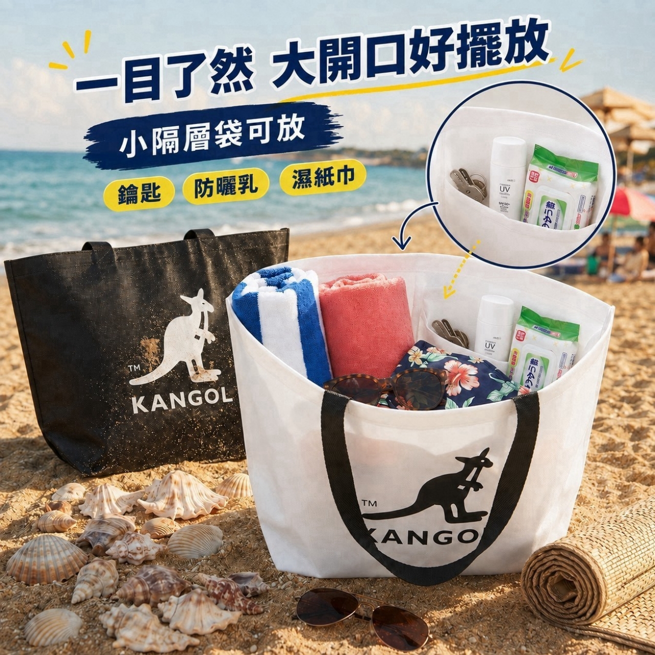 正版授權 KANGOL潮流品牌經典防潑水購物袋 — 圖 3