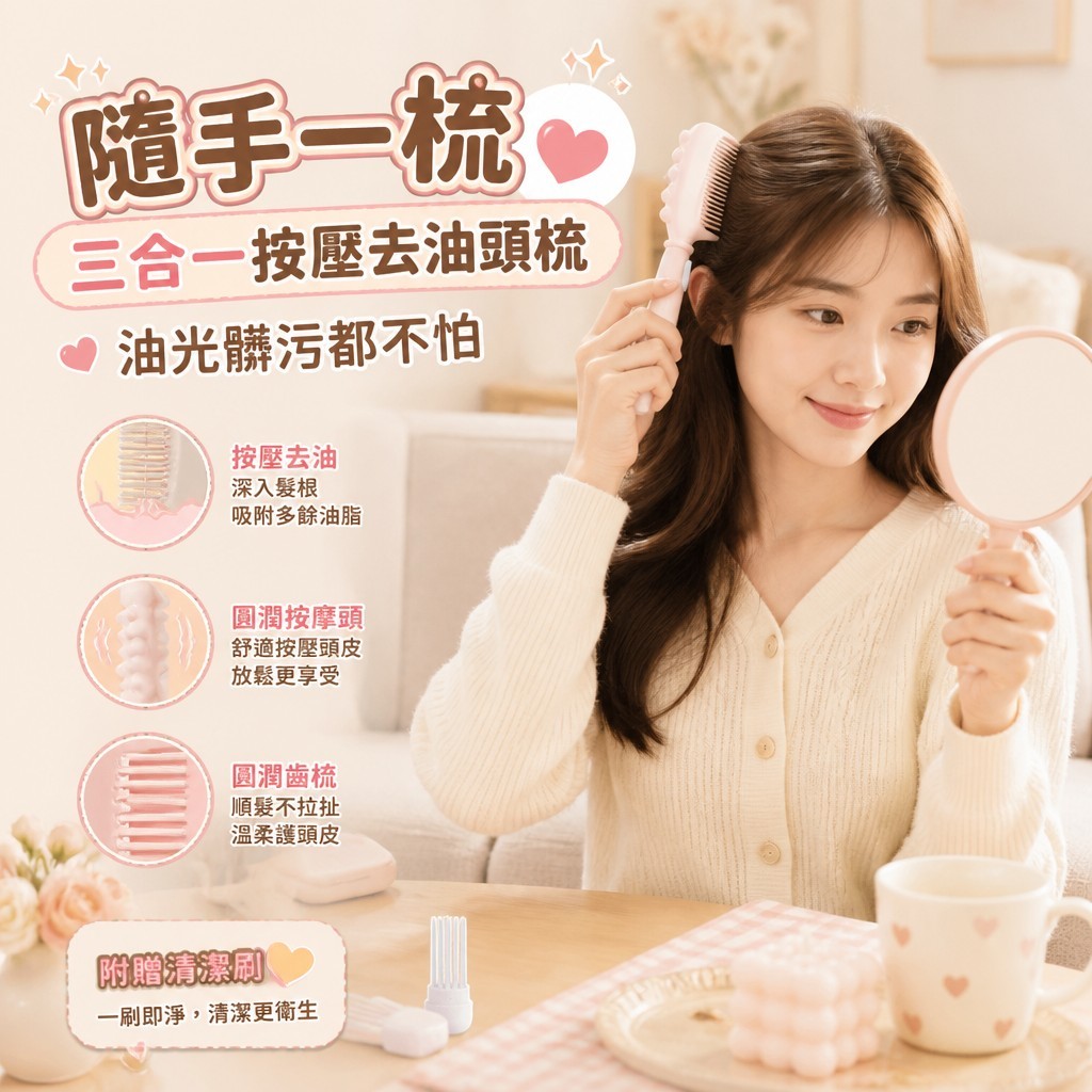 三合一按壓去油頭梳 — 圖 2