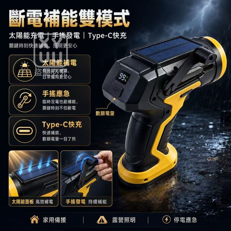 太陽能遠射手槍式手電筒 — 圖 3
