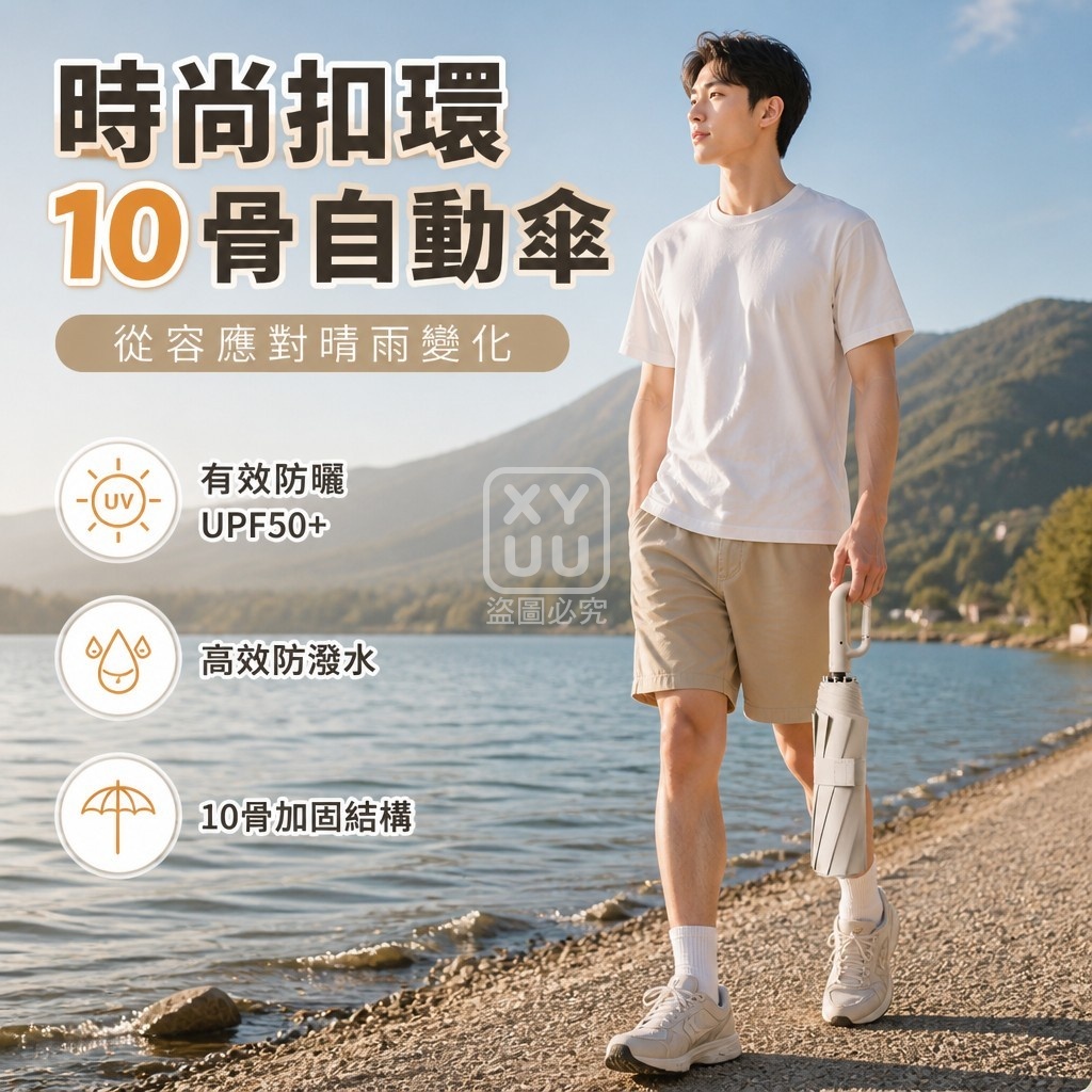 時尚扣環10骨自動傘 — 圖 2