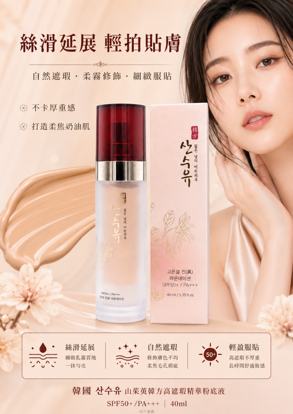 韓國山茱萸韓方高遮瑕精華粉底液40ml-#21白皙膚 單瓶 — 圖 5
