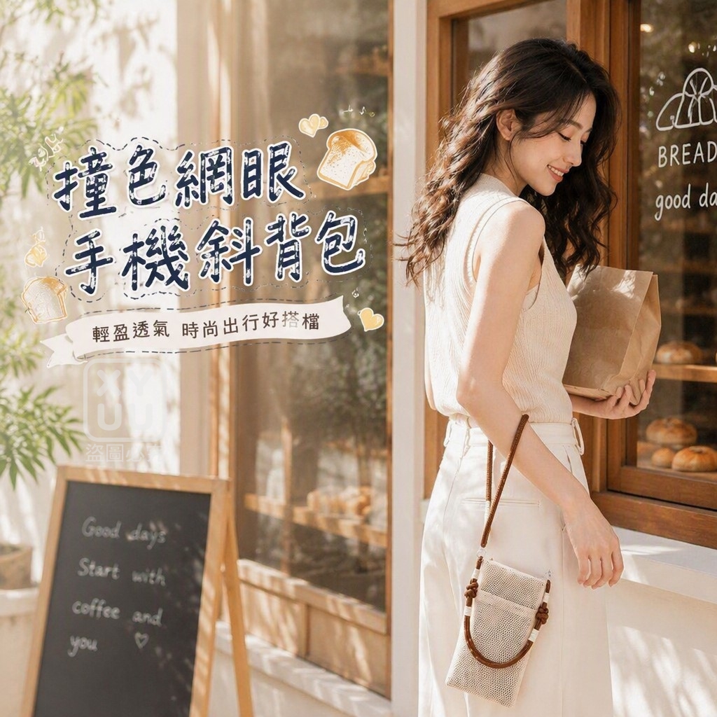 撞色網眼手機斜背包 — 圖 3