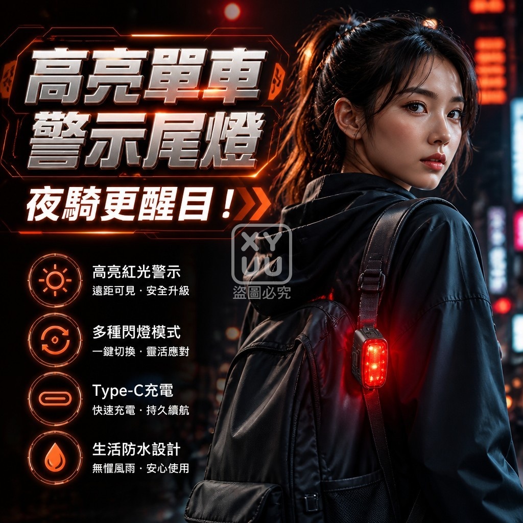 (2個)高亮單車警示尾燈 — 圖 2