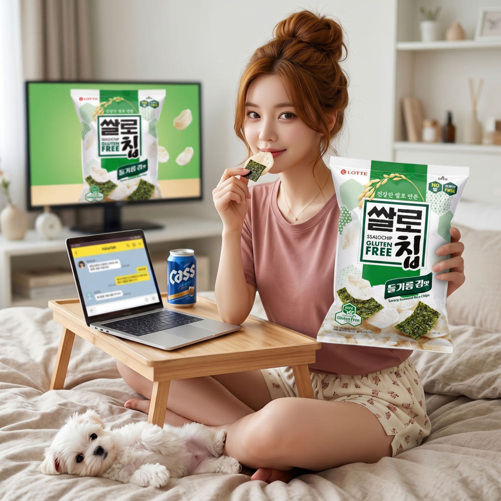 空運團-韓國 LOTTE 樂天 SSALOCHIP 紫蘇油海苔米餅50g 單包 — 圖 3