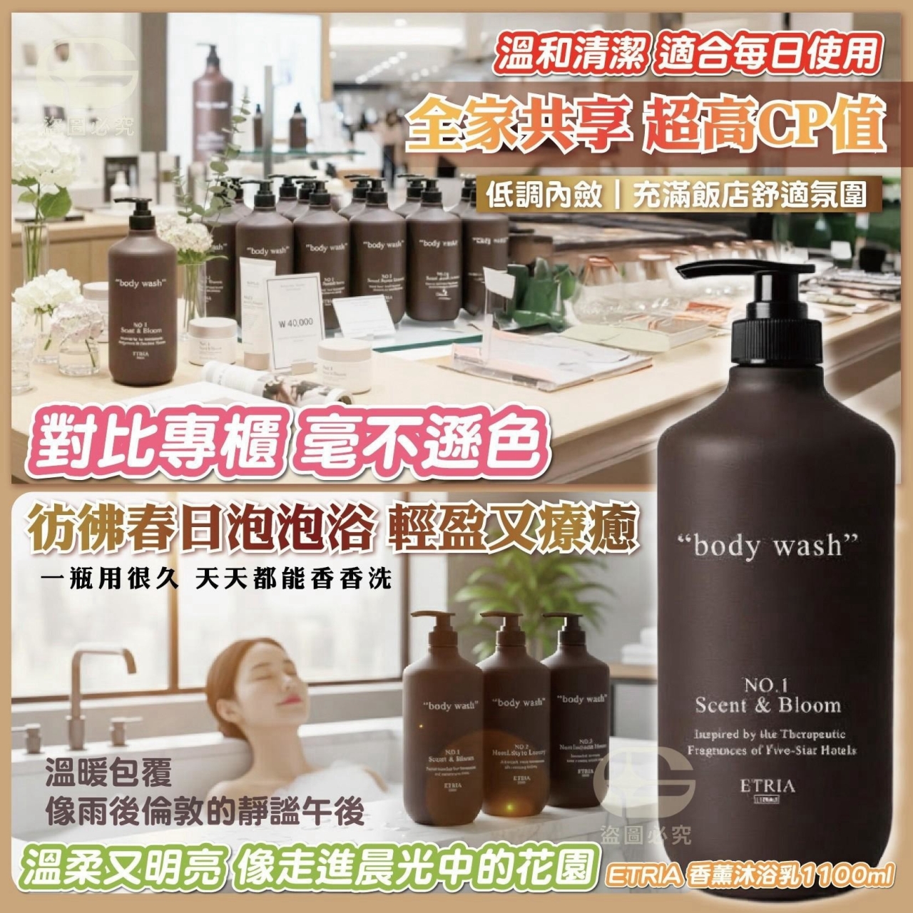 專櫃大牌平替款 ETRIA 飯店級 香薰沐浴乳1100ml — 圖 4