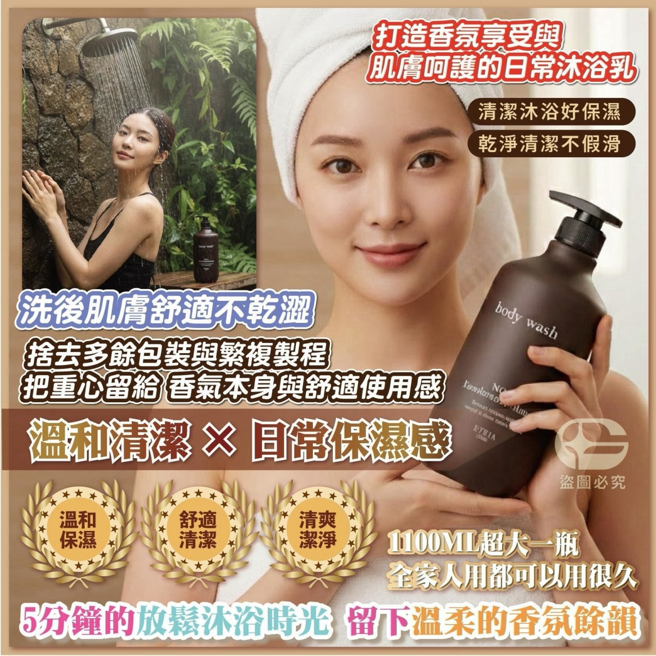 專櫃大牌平替款 ETRIA 飯店級 香薰沐浴乳1100ml — 圖 5