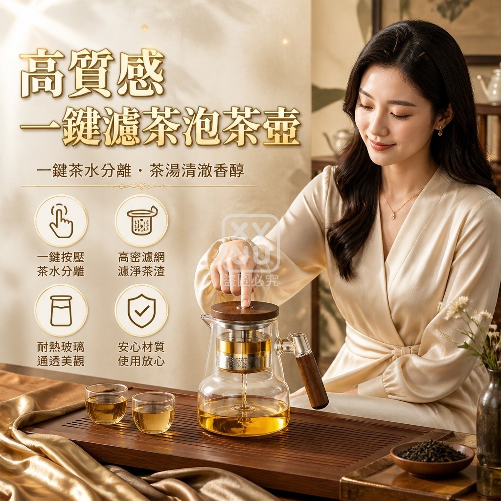 高質感 一鍵濾茶泡茶壺 — 圖 2