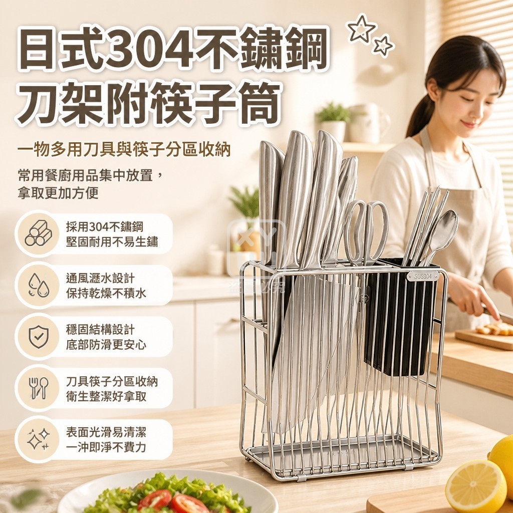 日式304不鏽鋼刀架附筷子筒 — 圖 2