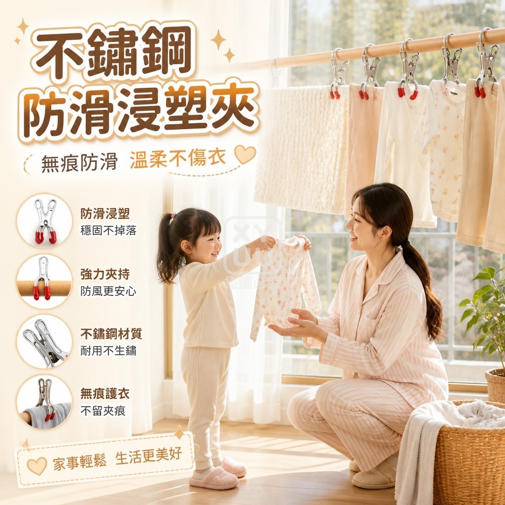 (2包)不鏽鋼防滑浸塑夾 6入 — 圖 2