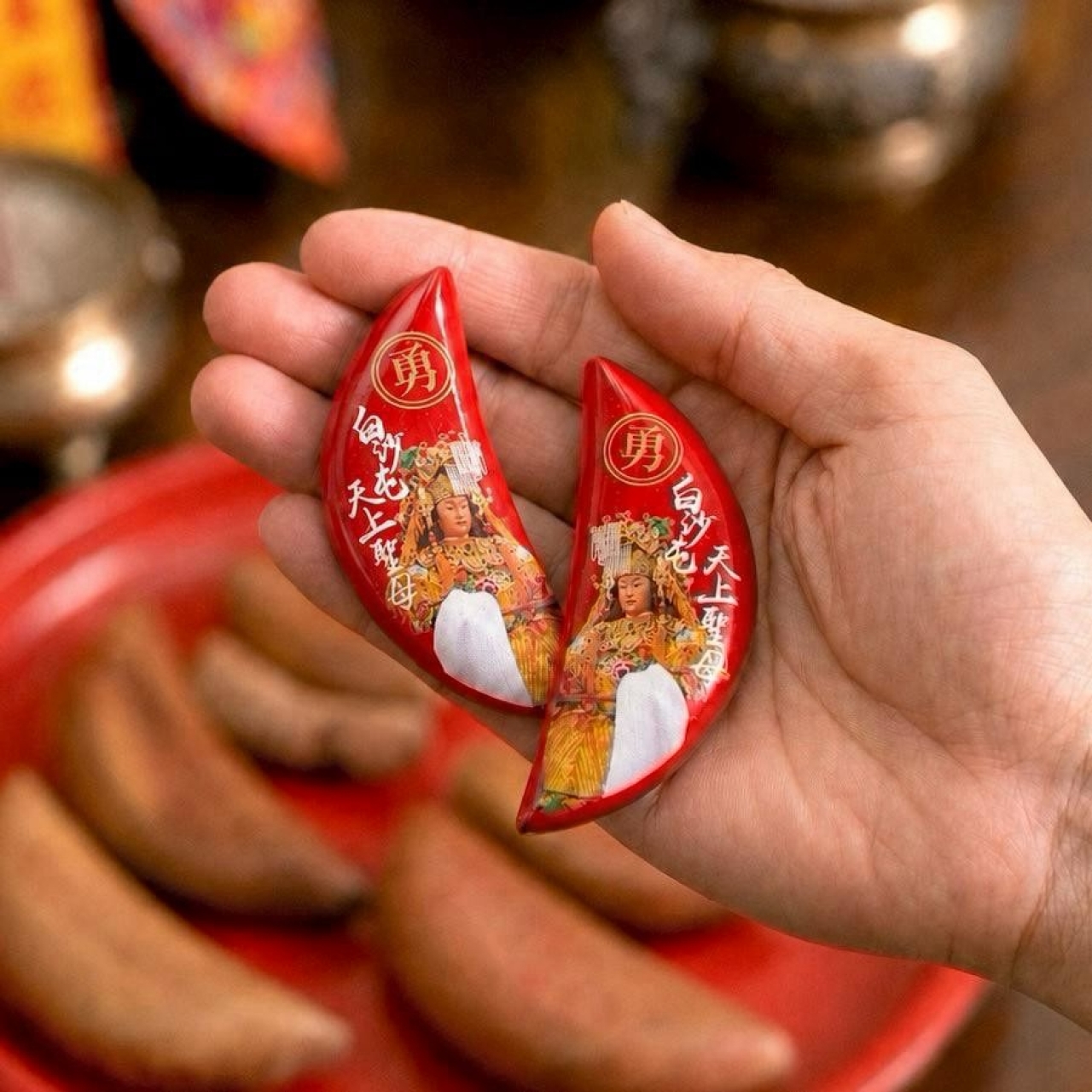 白沙屯天上聖母 千里眼順風耳 雙筊杯祈福吊飾 — 圖 2