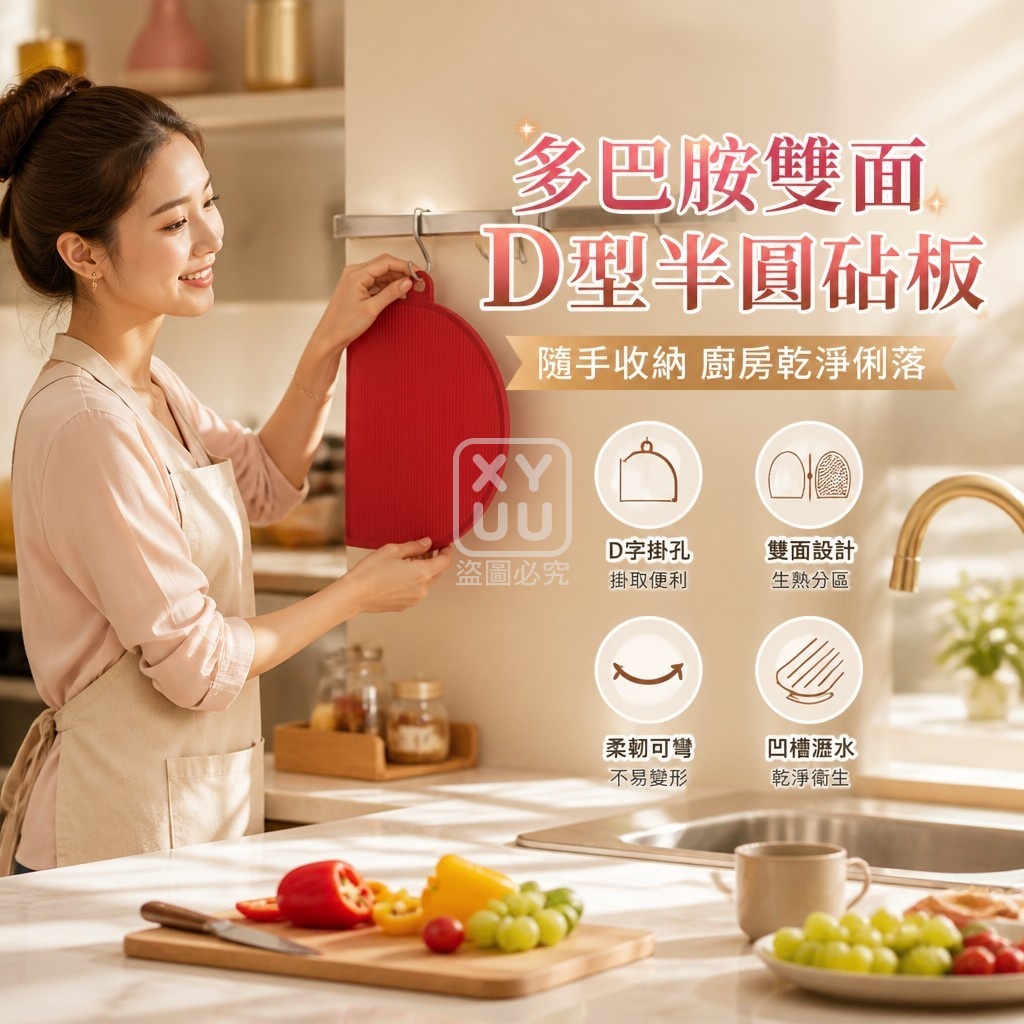 (2個)多巴胺雙面D型半圓砧板 — 圖 2