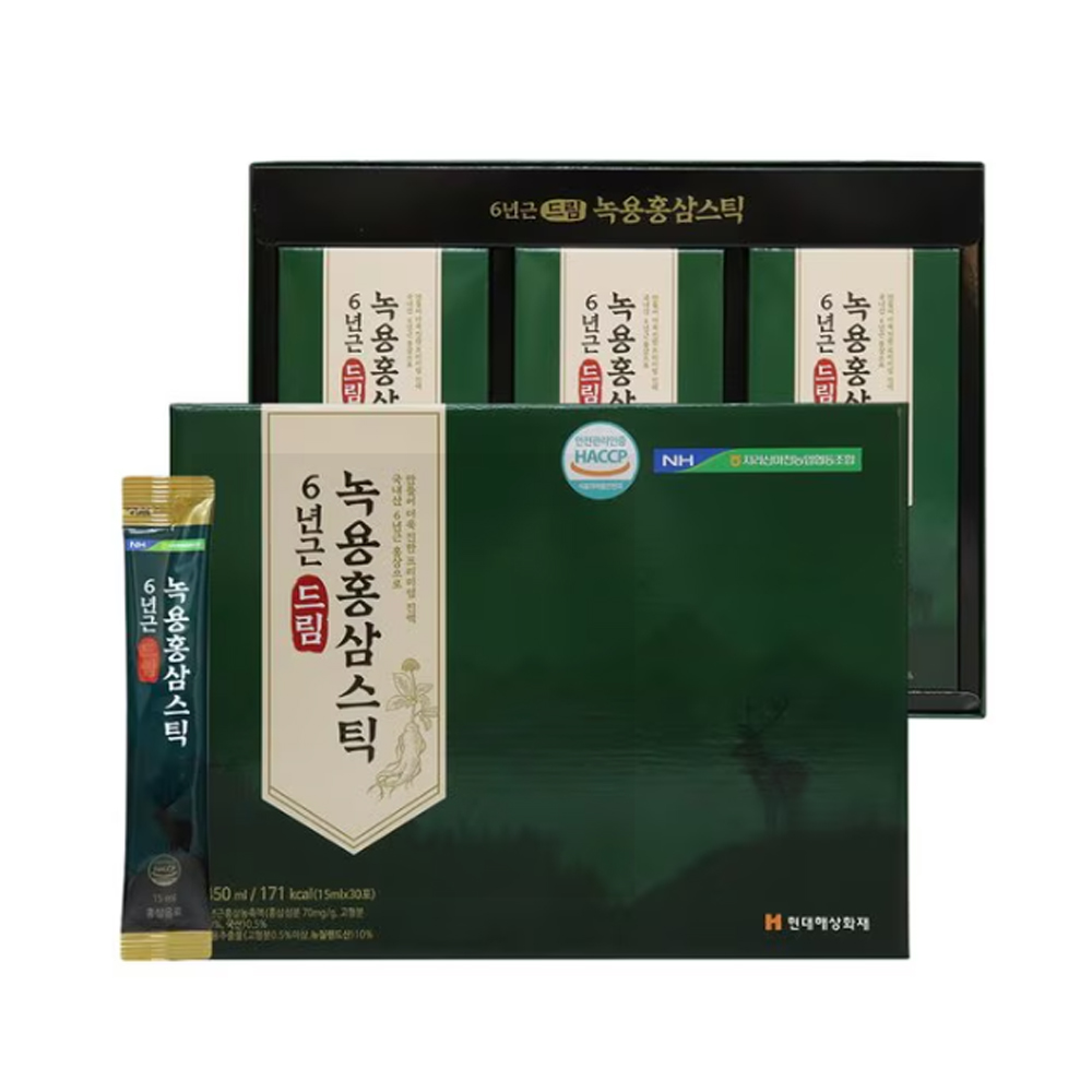 空運團-韓國6年根夢想鹿茸紅蔘精華飲禮盒15mlx30包 附提袋 單盒 — 圖 2