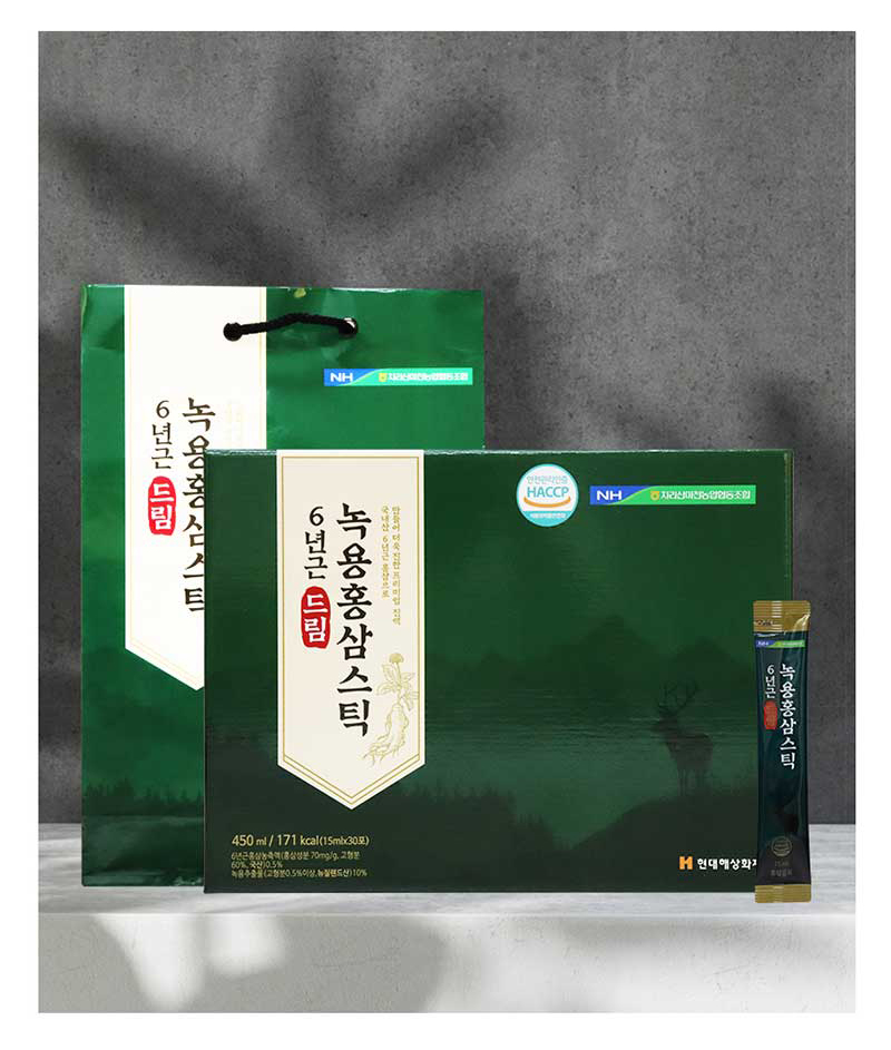 空運團-韓國6年根夢想鹿茸紅蔘精華飲禮盒15mlx30包 附提袋 單盒 — 圖 4