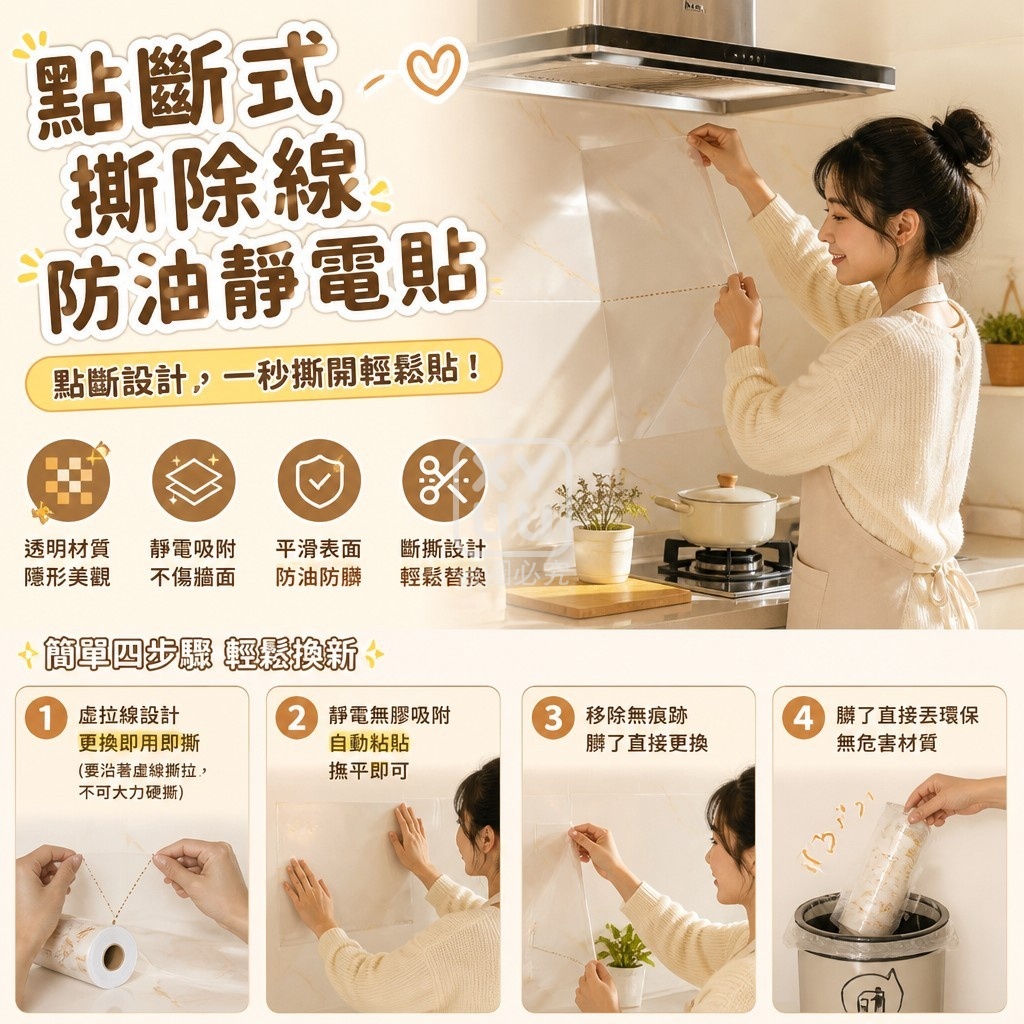 (2捲)點斷式撕除線防油靜電貼10入 — 圖 2
