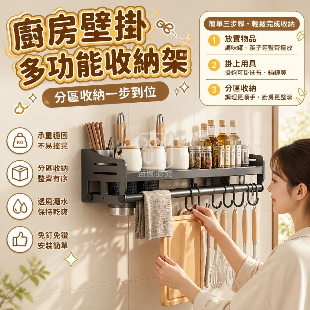 廚房壁掛多功能收納架 — 圖 2