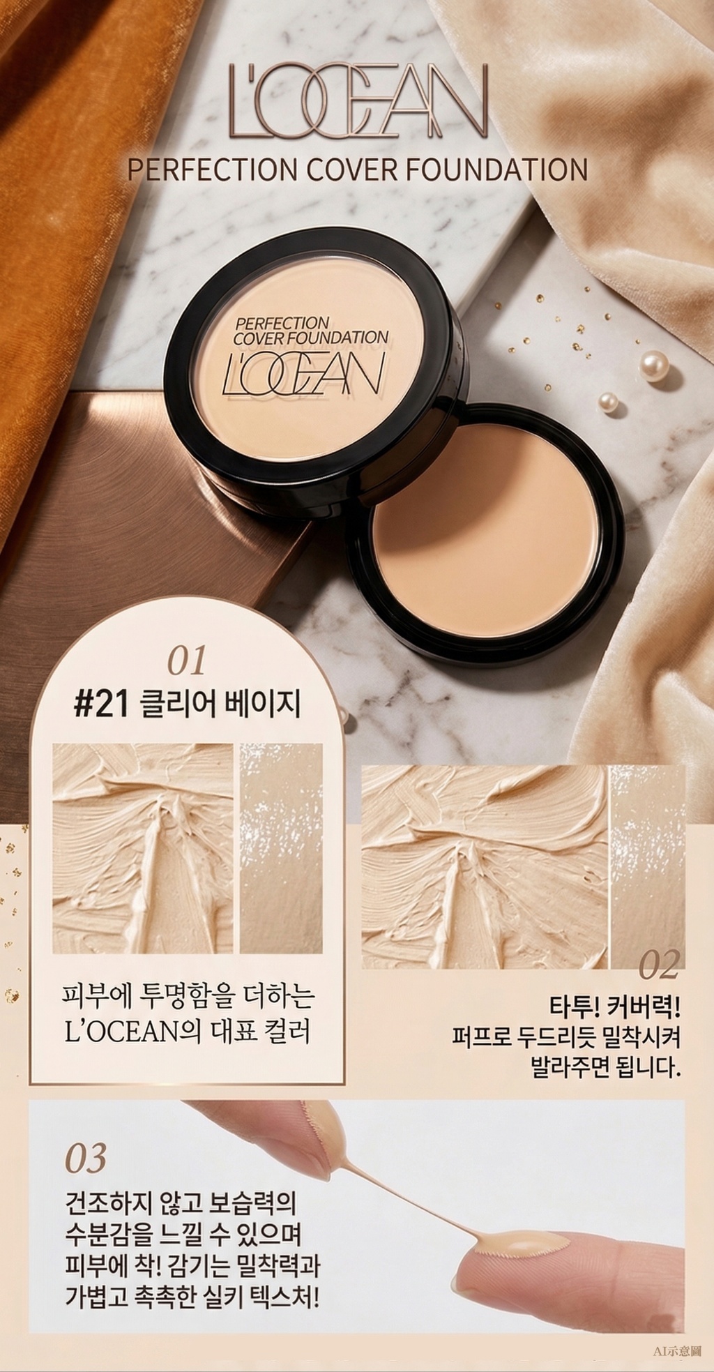 韓國LOCEAN 高密度完美遮瑕膏16g-#21自然膚 單個 — 圖 6