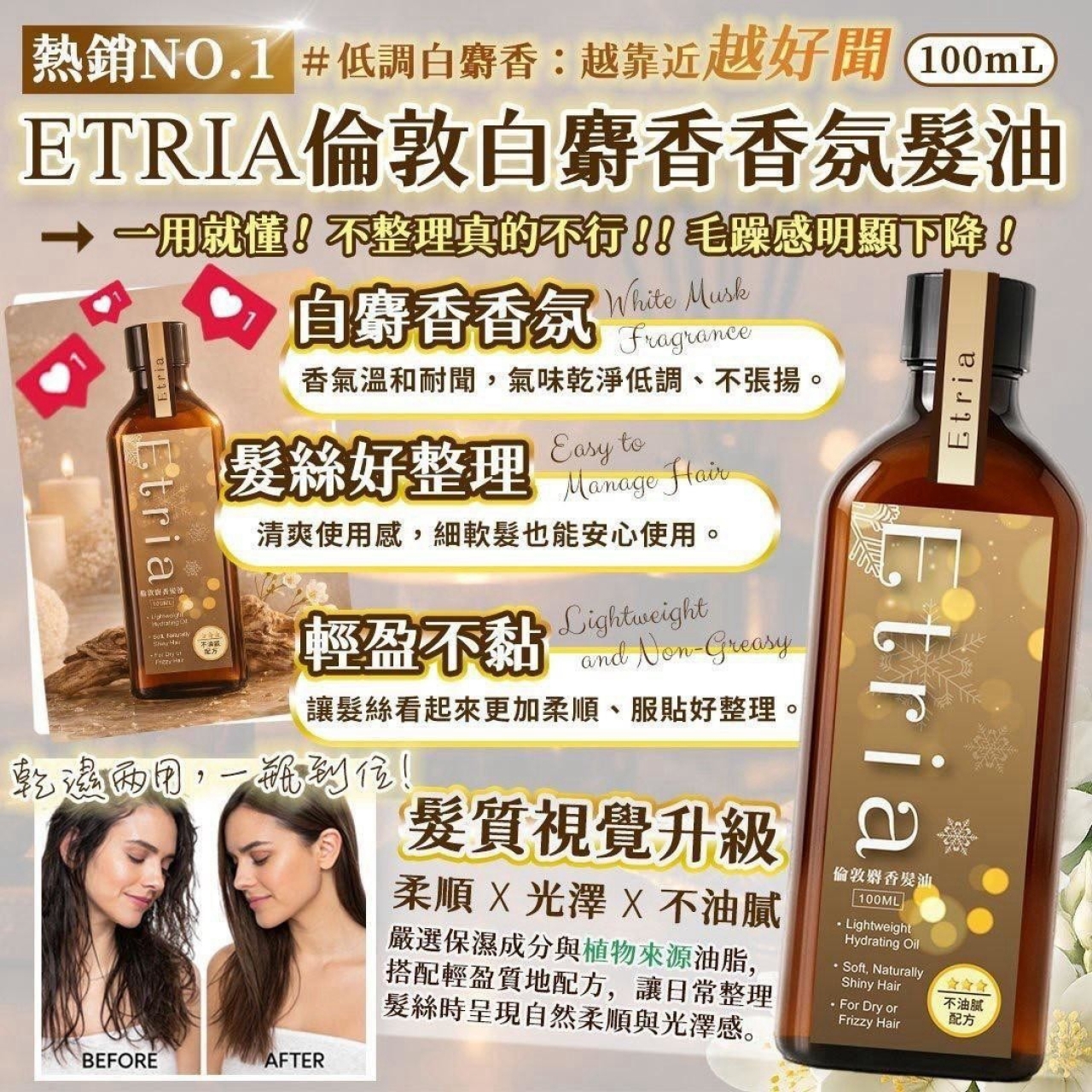 毛躁投降 順到不講理 ETRIA 倫敦麝香髮油 100ML — 圖 5