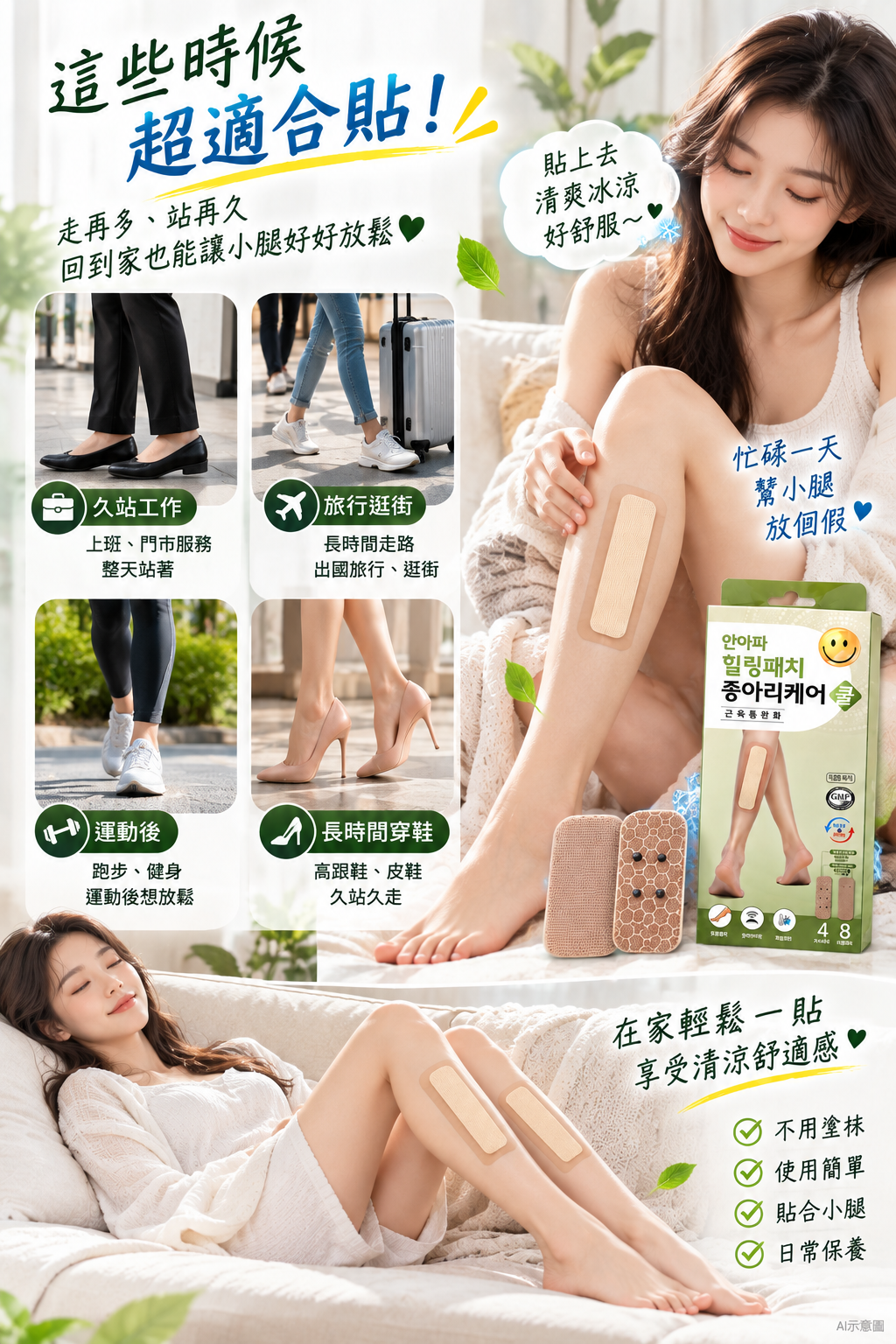 海快團-韓國 ANAPA 久站久走小腿救援600高斯磁石冰感貼組 單盒 — 圖 7
