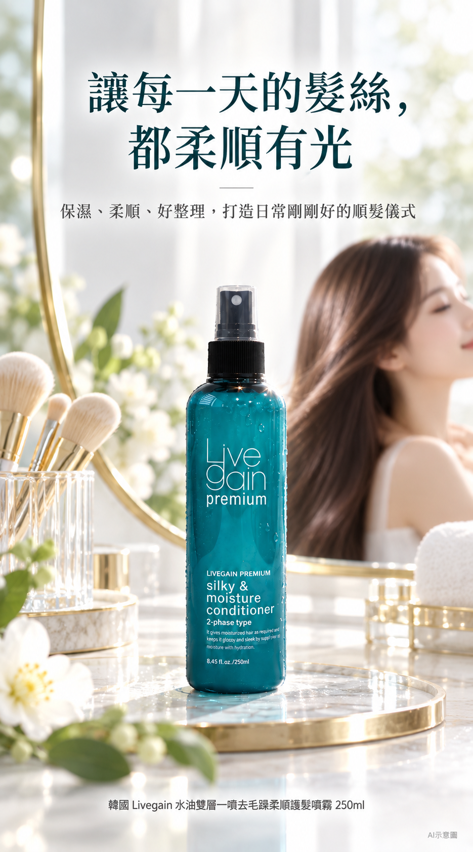 韓國 Livegain 水油雙層一噴去毛躁柔順護髮噴霧250ml 單瓶 — 圖 6