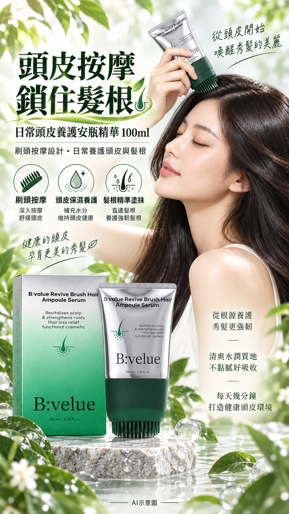韓國 B:value 頭皮按摩鎖住髮根安瓶精華100ml 單支 — 圖 2